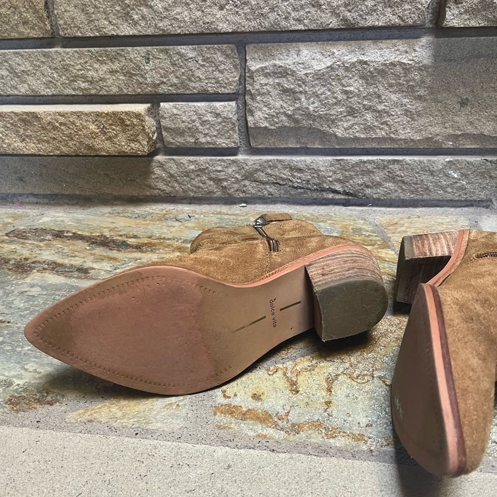 Dolce Vita Solow Suede Pointed Toe Cowboy Western Boots Suede Brown Tan 7.5 - Picture 11 of 12